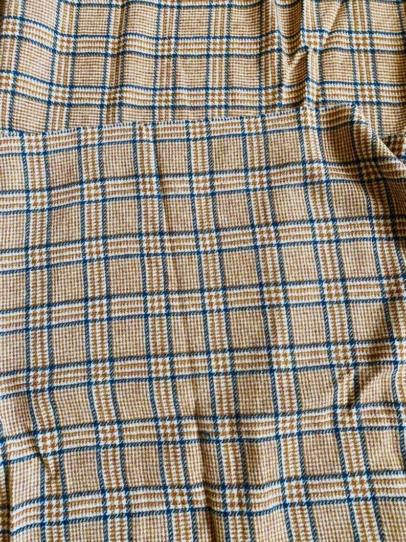 Wool Plaid Fabric Beige Tan Gray Tartan Medium Weight 1.86 yards image 5