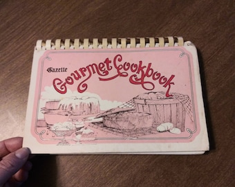 Vintage Cookbook 1976 Gazette Gourmet Cookbook with Easel & Food Illustration 70's Kitchen Recipes