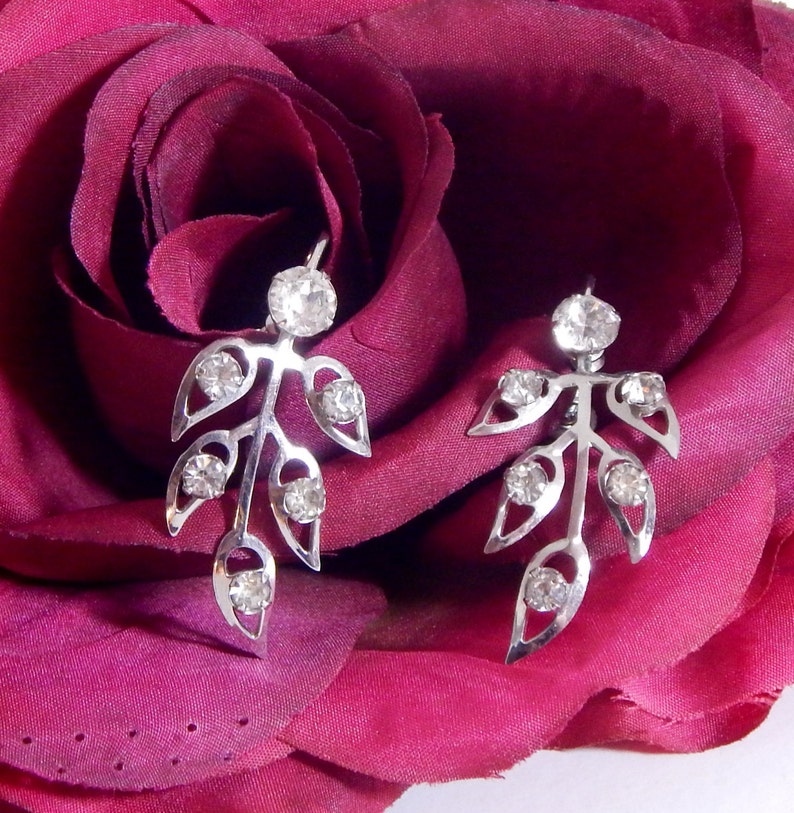 silver drop leaf earrings