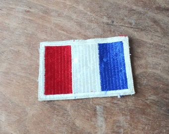 Vintage Patch French Flag Arm Patch Uniform Patch Bright Red White Blue 70's 80's Collectible Sew On Patch