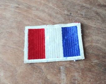 Parche vintage de la bandera francesa, aplique para uniforme rojo, blanco y azul