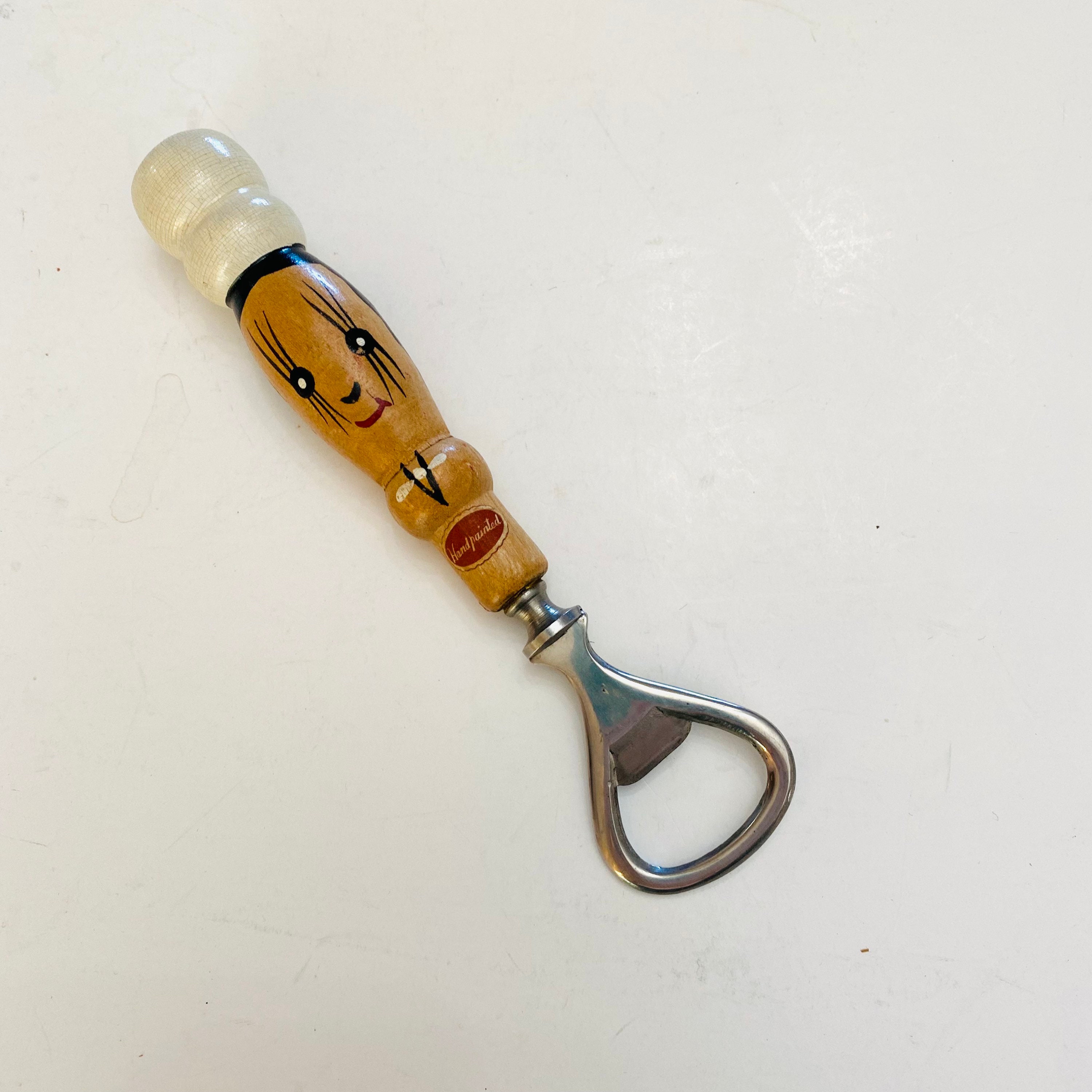 50s VINTAGE Bottle Opener,Can Opener,Cute Wooden Painted Chef Handle O – A  Vintage shop