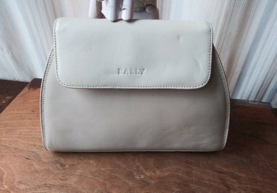 Vintage Bally Leather Handbag, Winter White Italian Purse - Etsy