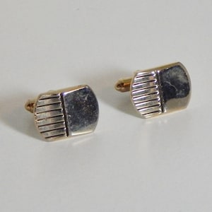 Vintage Cuff Links Men&#39;s Fashion Jewelry 60&#39;s 70&#39;s Gold Metal Cufflinks Engraveable