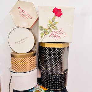 Pudełka na kapelusze Vintage Pick One Department Store Pudełko na kapelusze w paski Pudełko na kapelusze do przechowywania peruk Okrągłe złote pudełko tekturowe
