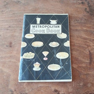 Vintage Recipe Booklet Metropolitan Cook Book 20&#39;s 30&#39;s Art Deco Illustration Vintage Kitchen Recipes Bread Dessert Meat Paper Ephemera