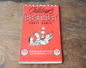 Vintage Children's Birthday Party Games Book, 1952 – Mid Century Illustrations