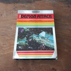 Vintage Demon Attack Atari-cartridge, Imagic 1982, originele doos