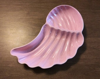 Cuenco alado rosa pastel vintage, cerámica californiana de mediados de siglo