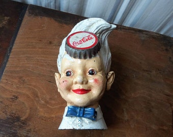 Coca-Cola The Sprite Boy フィギュア Vintage Cast Iron Coca Cola Bank Sprite Boy Coke Pixie 50's