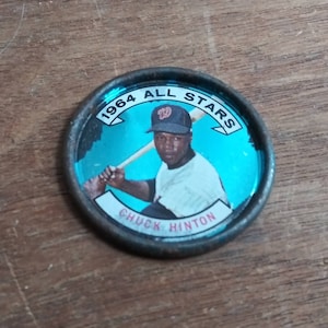 Vintage 1964 All Stars Chuck Hinton Topps Coins 162 Washington Senators Baseball Coin American League Outfield 60&#39;s Mid Century Collectible