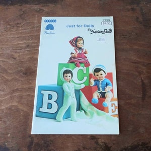 Vintage Knitting Crochet Patterns Booklet Just For Dolls by Susan Bates Patons Beehive 60&#39;s Mid Century Sewing