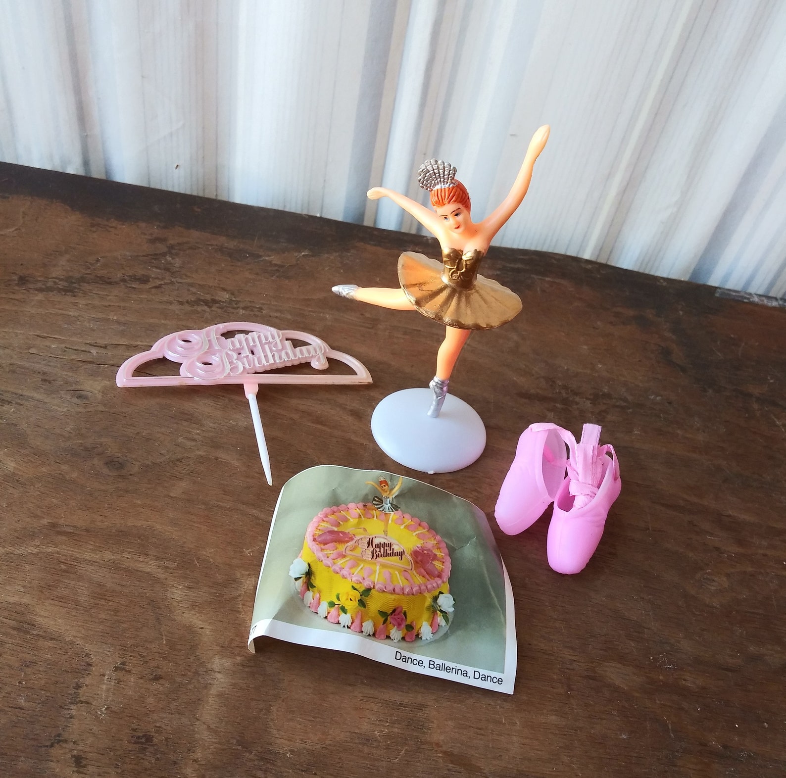 vintage birthday cake decorations ballerina pink ballet shoes happy birthday 70's 80's cake decorating supplies