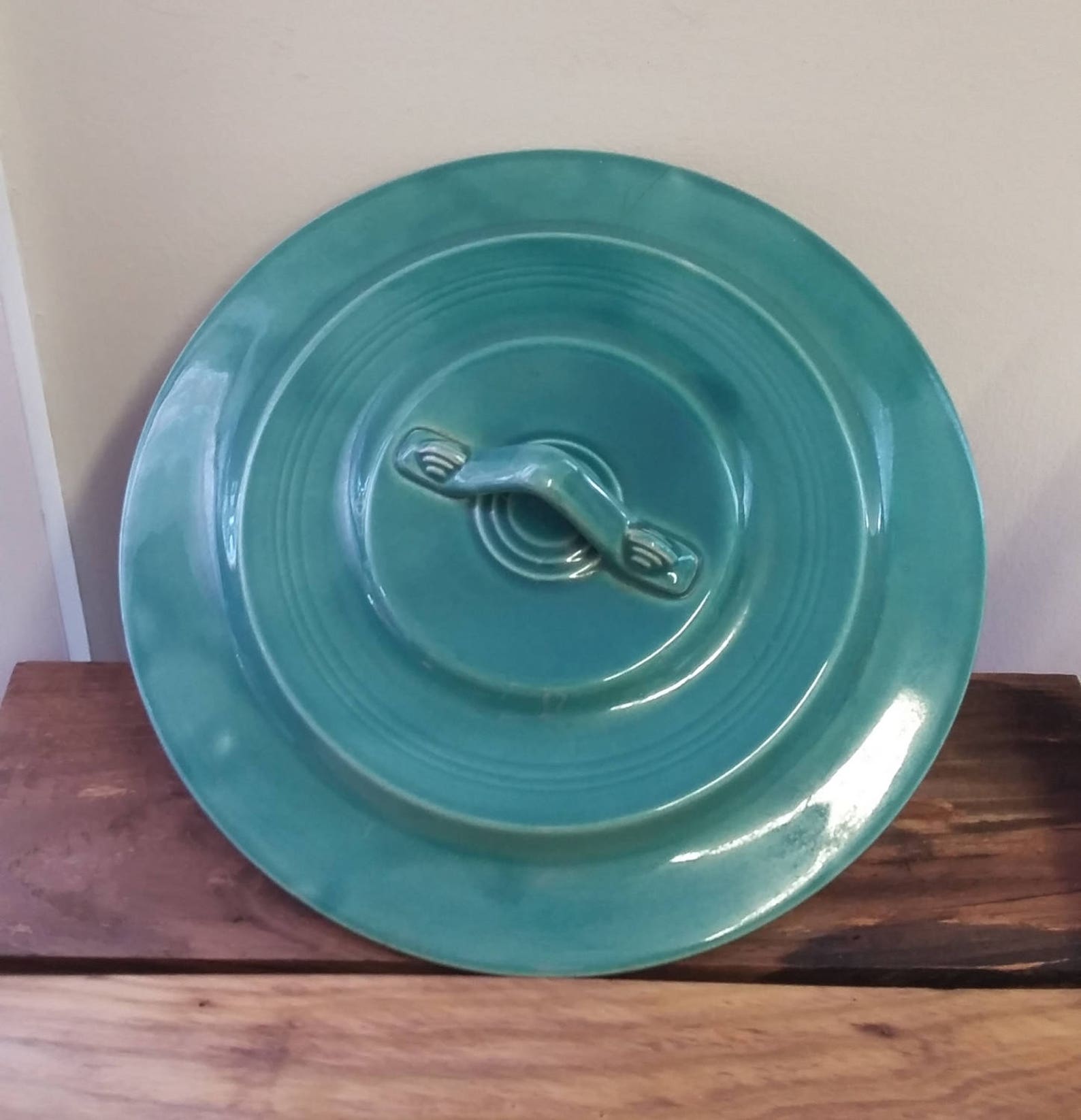 Vintage Pottery Tureen Cover W Handle Green Homer Laughlin Etsy