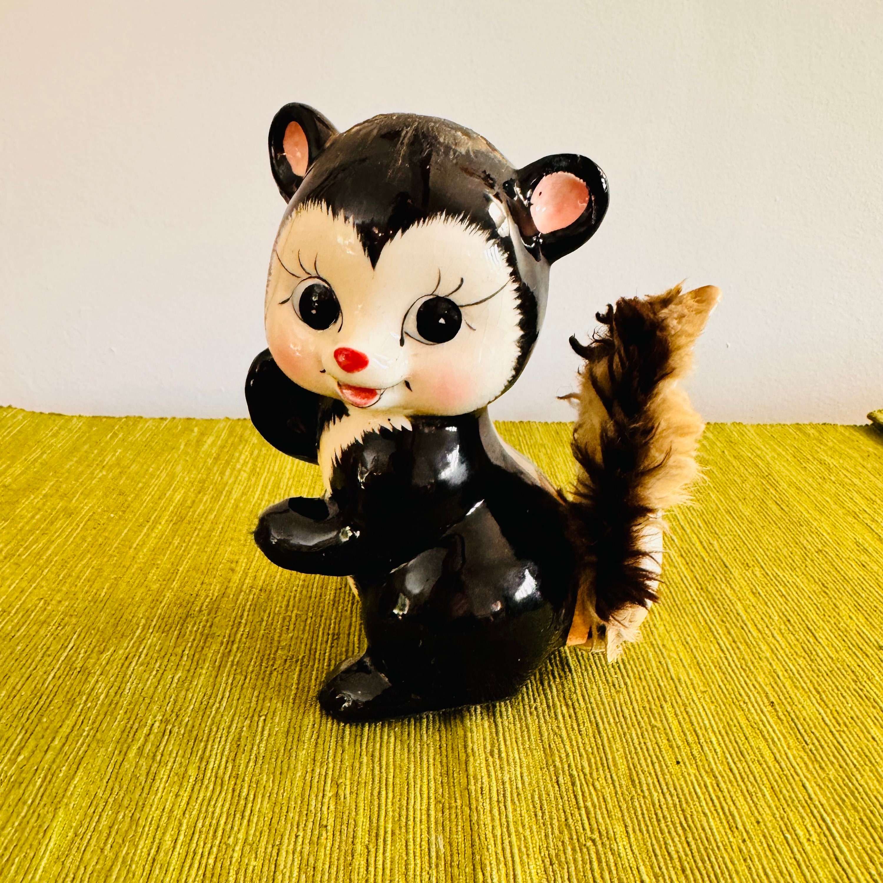Vintage Napco Ceramic Skunk Coin Bank, Fur Tail, Made in Japan - Etsy
