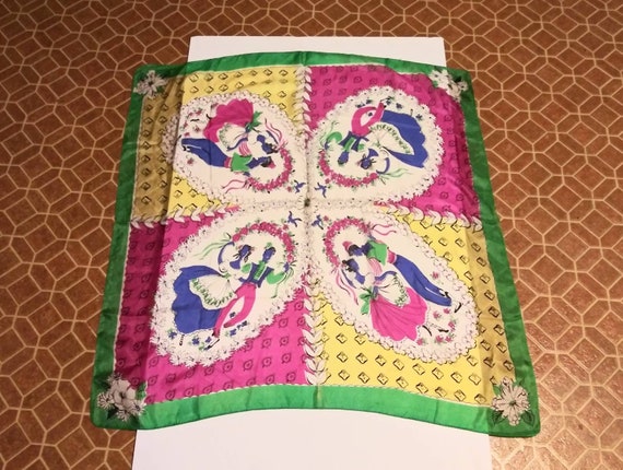 Colorful Vintage Scarf Greek Dancers Birds Flower… - image 5