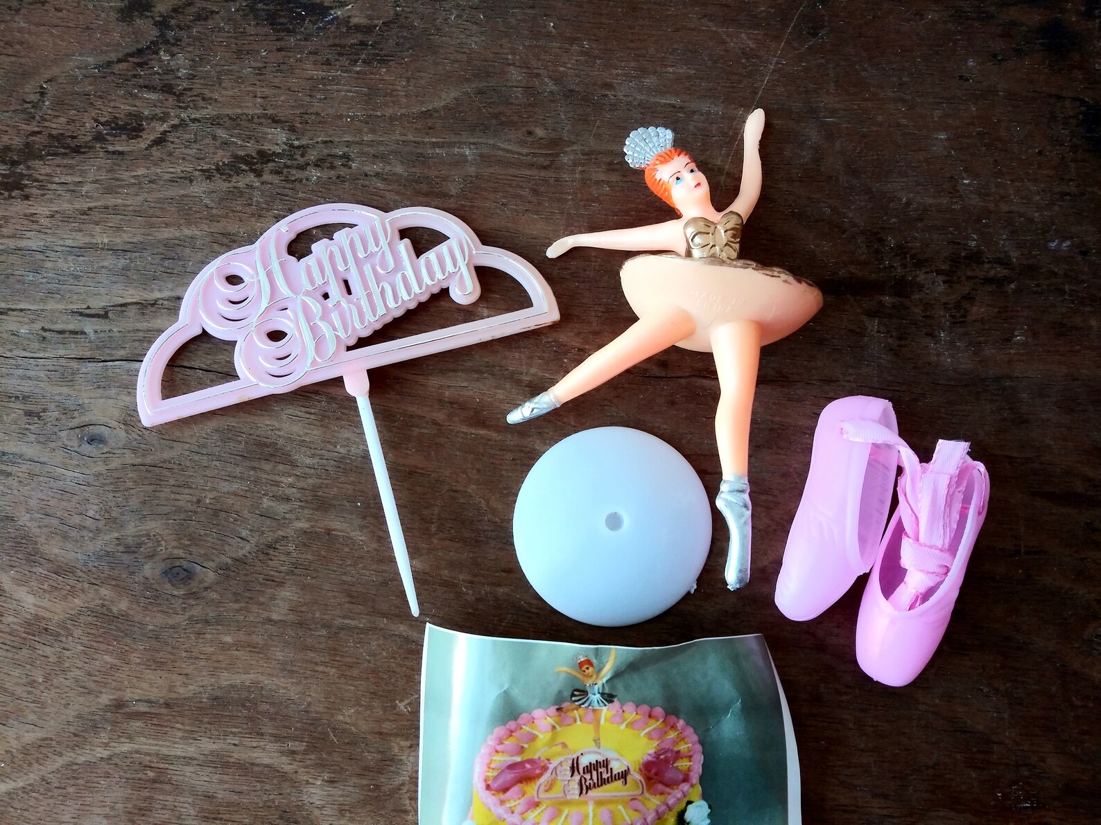 vintage birthday cake decorations ballerina pink ballet shoes happy birthday 70's 80's cake decorating supplies