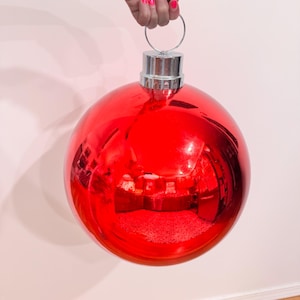 Vintage Giant Red Ornament Round Oversized Tound Ornament Indoor 12&quot; wide