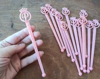Vintage Princess Bermuda Swizzle Stick: Pastel Pink Cocktail Bar, 1960s Souvenir