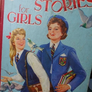Vintage Book School Stories for Girls Dean & Son London Stories and Illustration Lucky Cat - Camp - Mystery - Ballet 40&#39;s 50&#39;s Mid Century