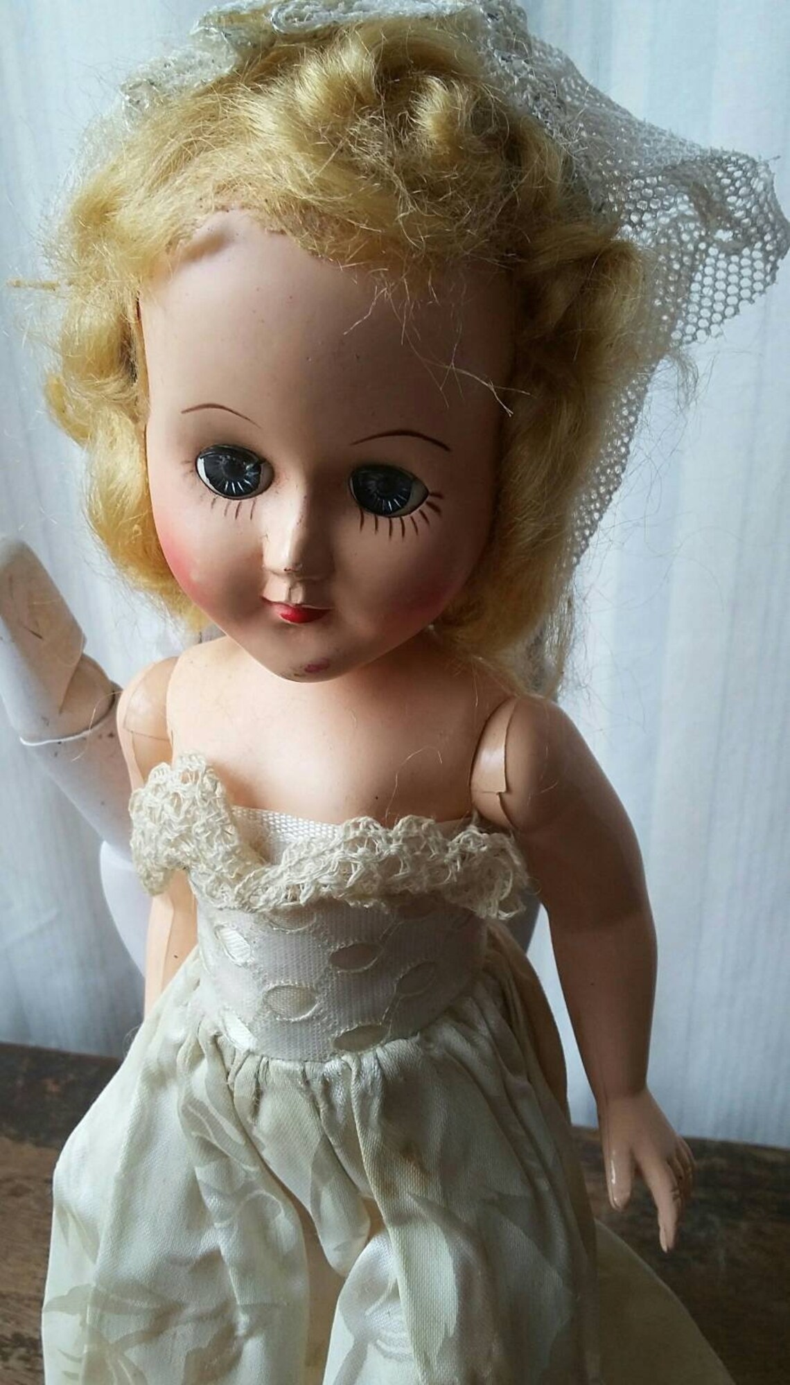 Vintage Bride Doll Blinking Eyes Long Lashes Blonde Hair w Etsy