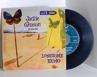Vintage Record 45 Jackie Gleason Salvador Dali Lonesome Echo Surreal Art to Frame Desert Butterfly Mandolin 50's Mid Century Decor