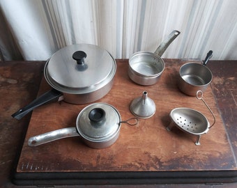 PICK FROM Vintage CookWare Egg Poacher Breakfast Pots & Pans Lightweight Aluminum Pan Single Eggs 40&#39;s 50&#39;s Mid Century Kitchen or Camping