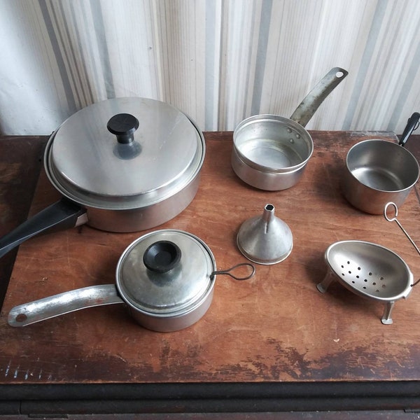 PICK FROM Vintage CookWare Egg Poacher Breakfast Pots & Pans Lightweight Aluminum Pan Single Eggs 40's 50's Mid Century Kitchen or Camping