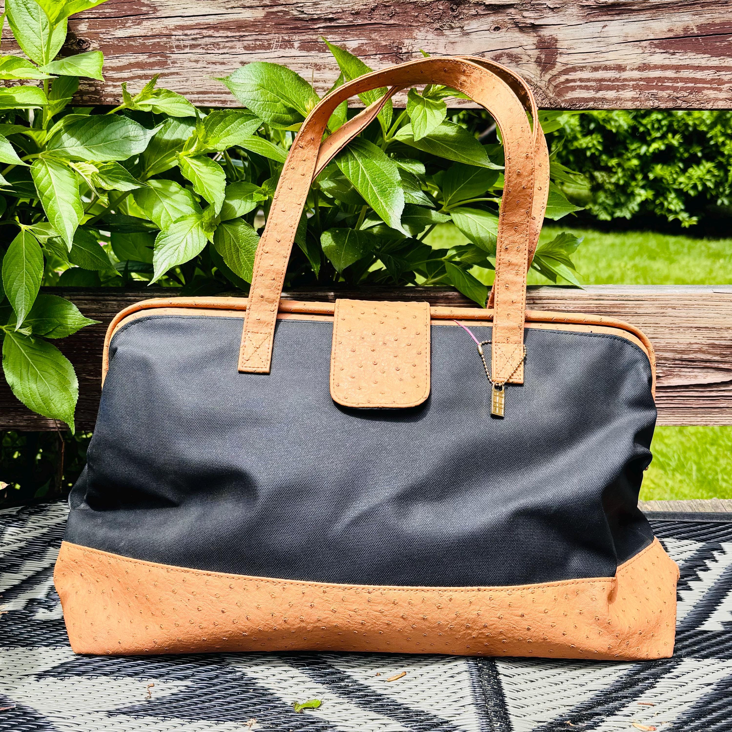 Vintage Elizabeth Arden Duffel Bag: Vegan Leather Weekender, Red