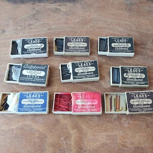 PICK From Vintage Matite Leads Autopoint Leads Chicago USA Better Pencil Bakelite Thin Soft & Med Black Soft Black Red Blue 20's Office
