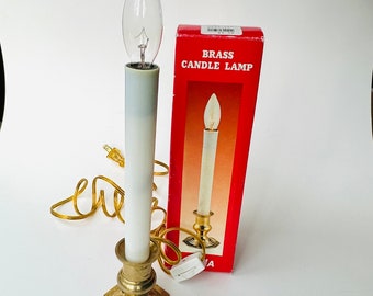 Brass Candle Lamp Lantern Single Electric Candle Solid Brass On Off Switch Old Fashioned Portable Electric Candelabra Light by Dana