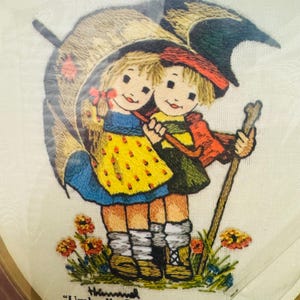 Vintage Hummel Embroidery Kit: , Kids with Umbrella Oval Frame