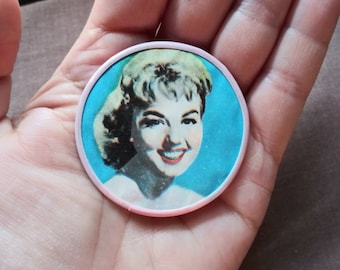 vintage Movie Star Pocket Mirror Rose Blonde Starlette 50's Mid Century Hollywood Fashion Beauty Collectionible