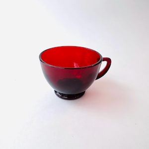 Vintage Rubinröd Klar Glas Tekopp Punchkopp Säljs Separat Ersättning