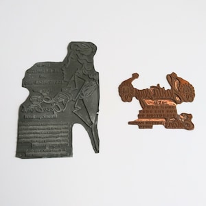 Vintage Printer Block Pick de moda o Santa Claus Eaton's Letter Paper Publicidad Periódico Impresión Metal Block 50's Mid Century