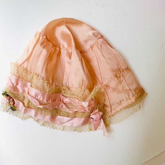 Antique Bed Cap Boudoir Cap Night Cap Pastel Pink Sil… Gem