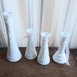 Pick One Vintage Milk Glass Flower Vase Bud Vase Tall Vase Wedding Centerpieces 60&#39;s 70&#39;s Decor Floral Arranging Florist Supply