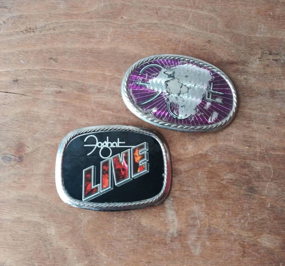 Two Buckles Lot Vintage Foghat Live Belt Buckle Pl