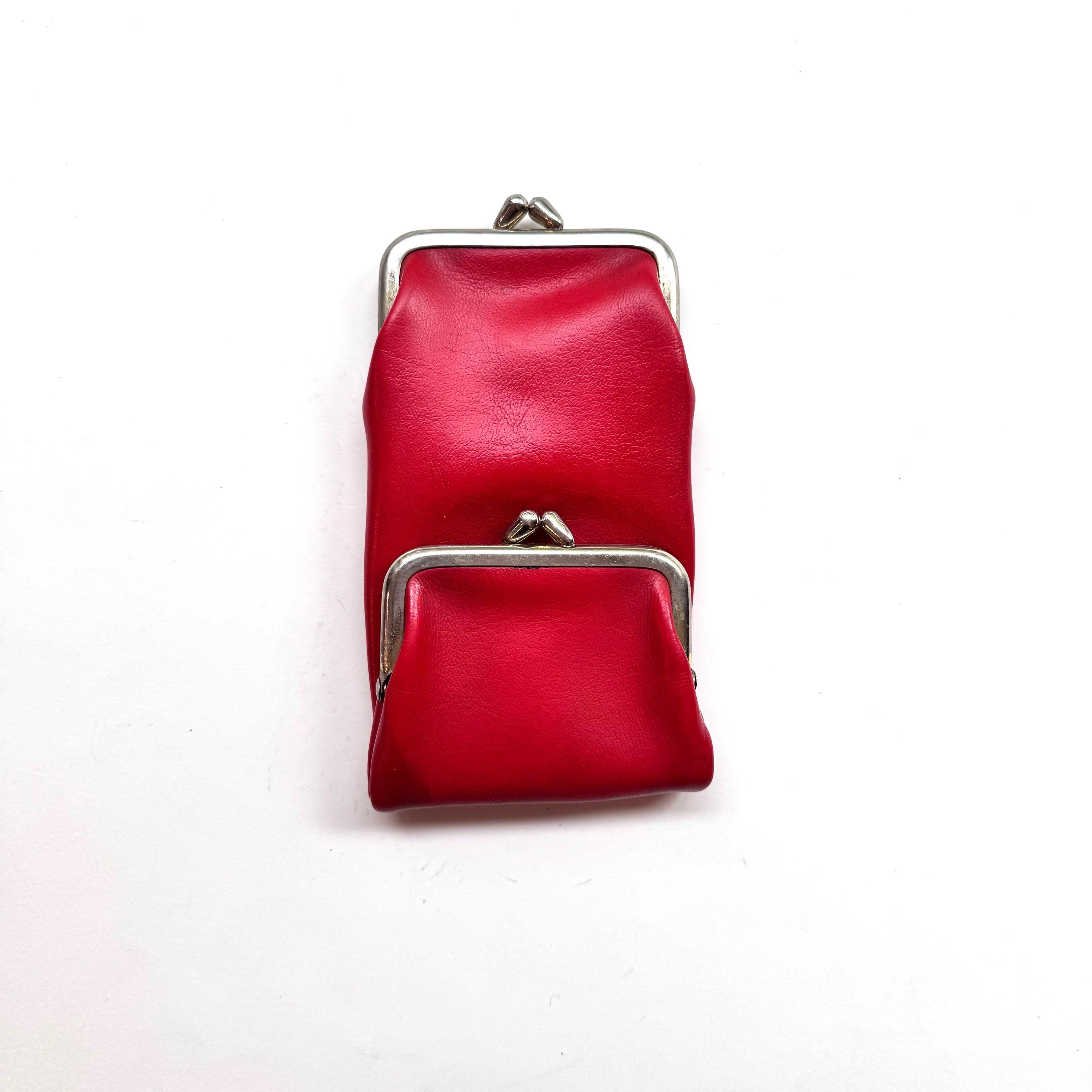 Vintage Red Vinyl Cigarette Pouch With Coin Purse Kiss Clasp 100's