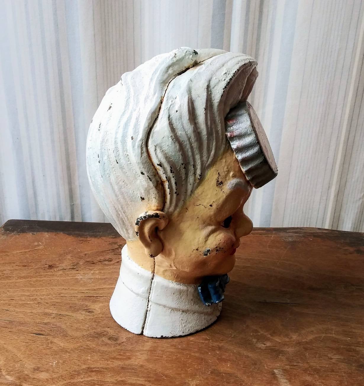 Vintage Cast Iron Coca Cola Bank Sprite Boy Coke Pixie 50's