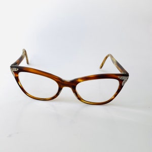 Vintage Cateye Glasses Safilo bifocals 5 3/4 rhinestones Made in Italy Cat eye glasses frames