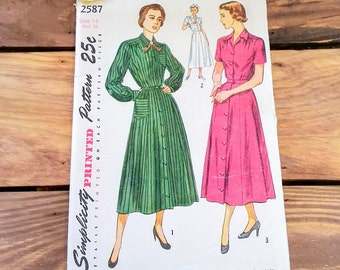 Vintage Pattern Simplicity 2587 Nurse Uniform and One Piece Dress Patterns 50's Mid Century Fashion Sewing Uncut Ephemera Illustration