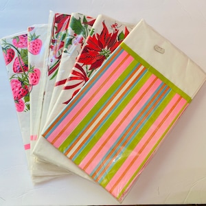 Tovaglia di carta vintage venduta separatamente Fragole Strisce rosa Tovaglia da festa Natale Stelle di Natale Carta NOS Pacchetto originale