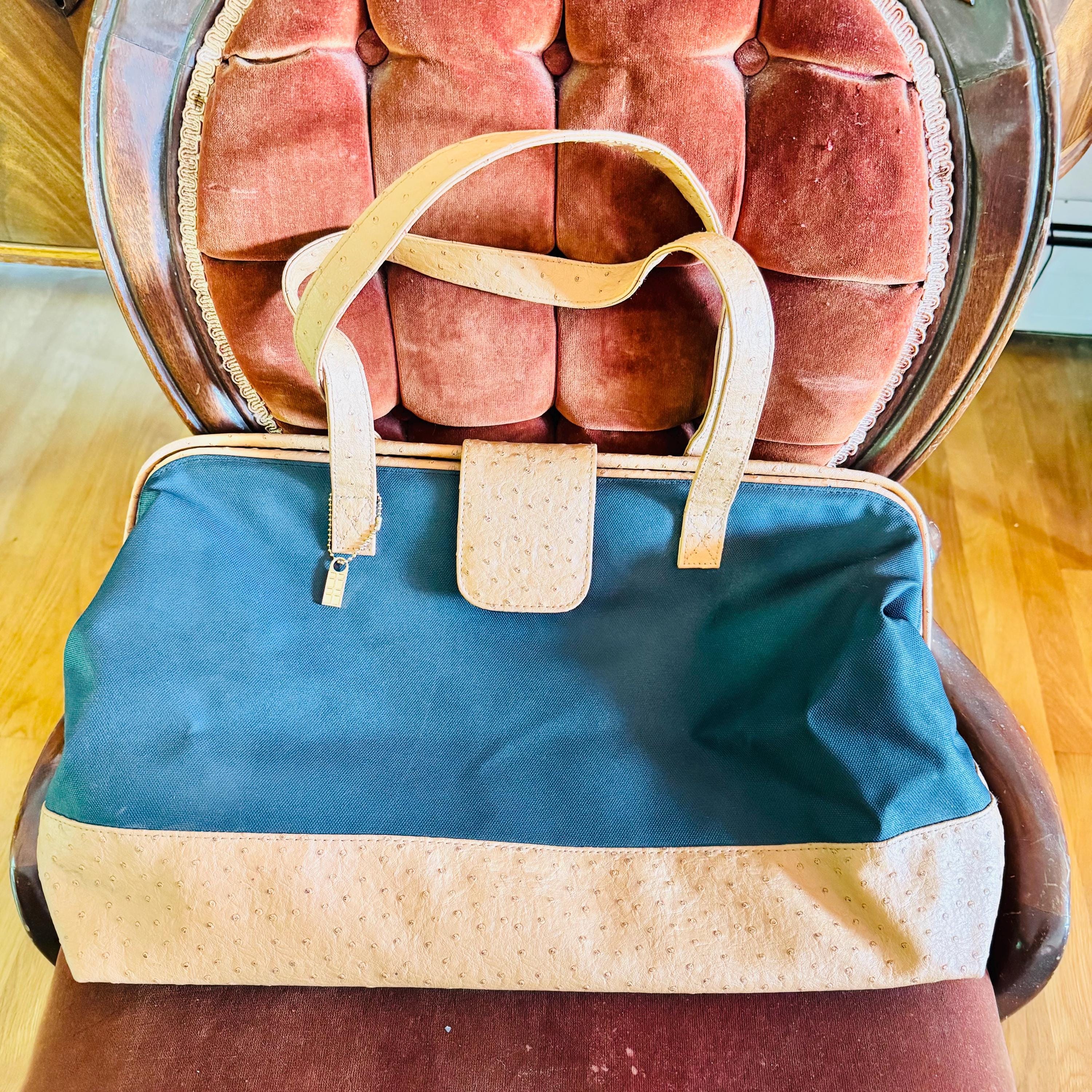 Vintage Elizabeth Arden Duffel Bag: Vegan Leather Weekender, Red