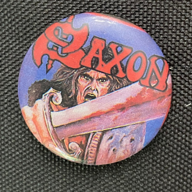 Vintage 80s 1.25 inch Button Pins sold separately Pinback Buttons 1980s Early 80s Album Cover Pins Rock Heavy Metal ACDC Saxon The Clash Saxon