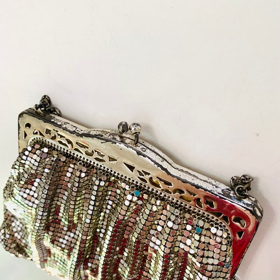 Vintage Whiting and Davis Purse Mesh Bag Silver S… - image 8