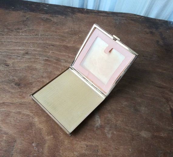 Vintage Compact Black Leather Powder Compact with… - image 7