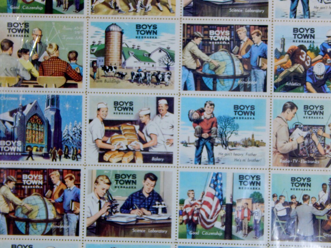 Vintage Stamps 1967 Boys Town Nebraska Lithograph Full 24 Etsy
