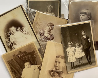 Antique Cabinet Cards Photos of Victorian Children | Antique Baby Photos | 1800s Photography Family Photos