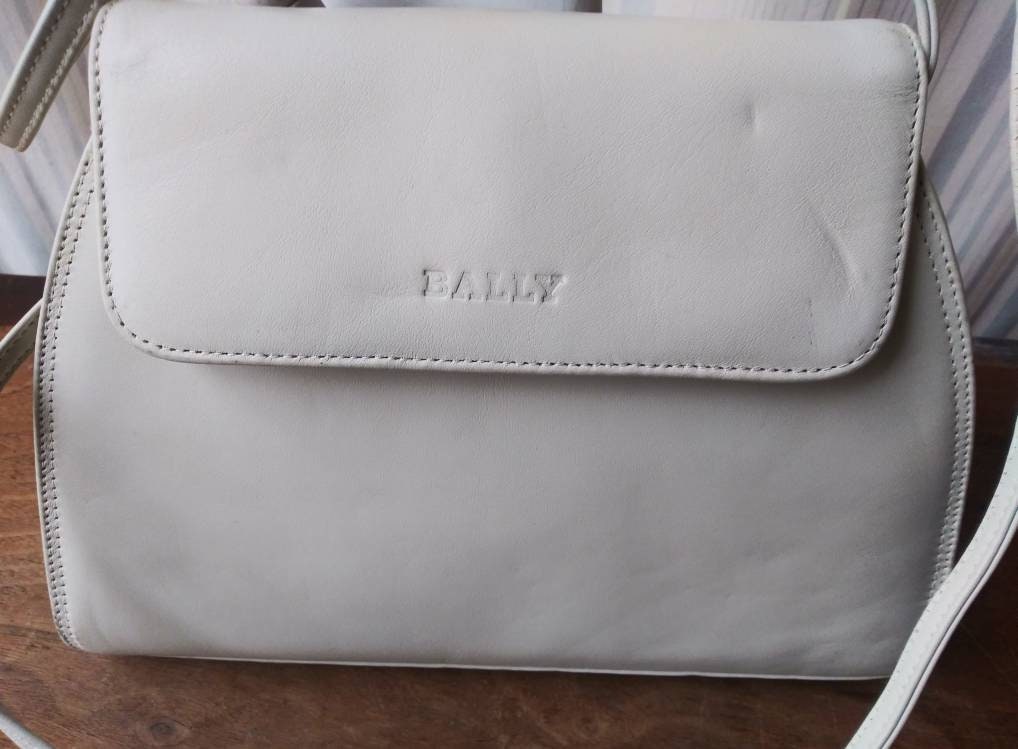 Vintage Bally Handbag Winter White Made in Italy Leather